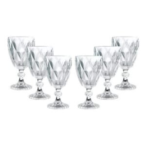 01 Jogo Taça de Vinho de Vidro Diamond 340ml c/6 peças ORIGINAL LINE SL7632
