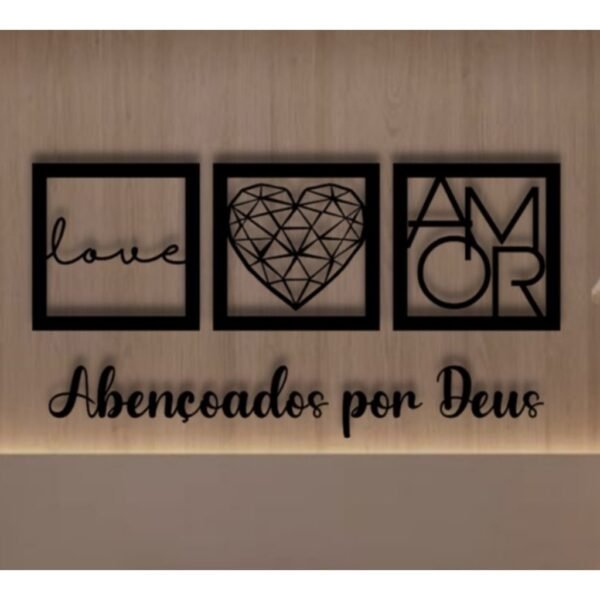 Decoracao de Quarto Kit Quadros Decorativos + Frase Abençoado por Deus PROMOÇÃO