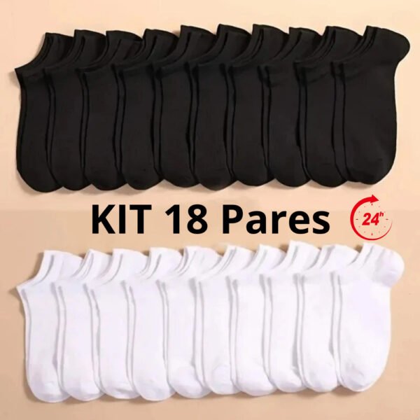 Kit 18 Pares de Meias Soquete Cano Curto Masculina Feminina Unissex varejo