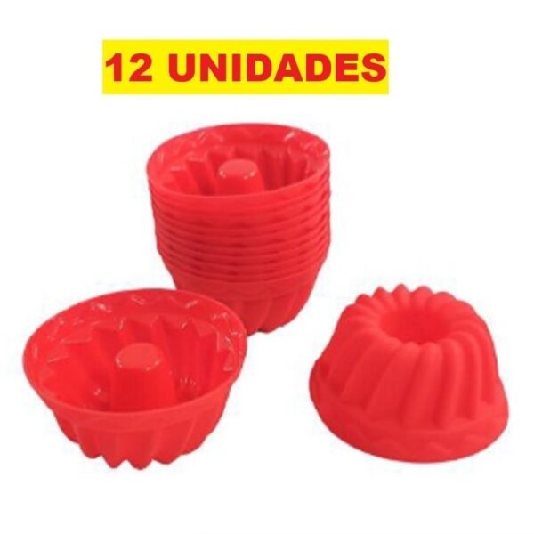 Kit 12 Formas 7x4.5x3.5 CM Em Silicone Para Cupcake Pudim Doces Cores Aleatórias Cozinha Multiuso Prático universal