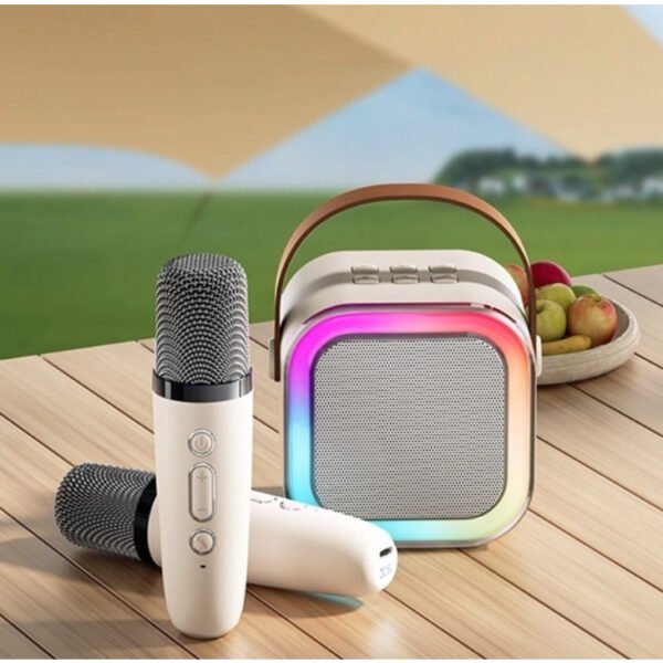 Karaoke Caixa De Som Com 2 Microfones Sem Fio Com Alto-Falante Bluetooth Brincadeira Para A Família  Karaokê