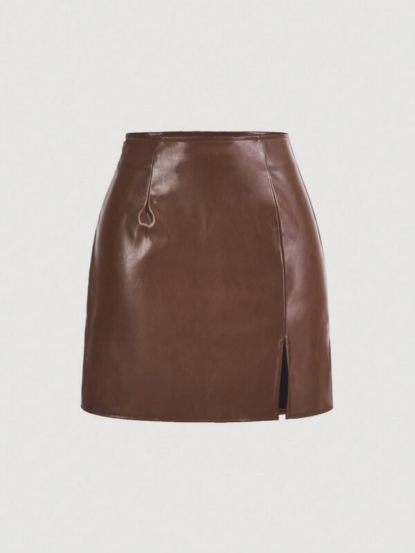 SHEIN ICON Saia Mini Em Couro Pu Com Bainha Separada