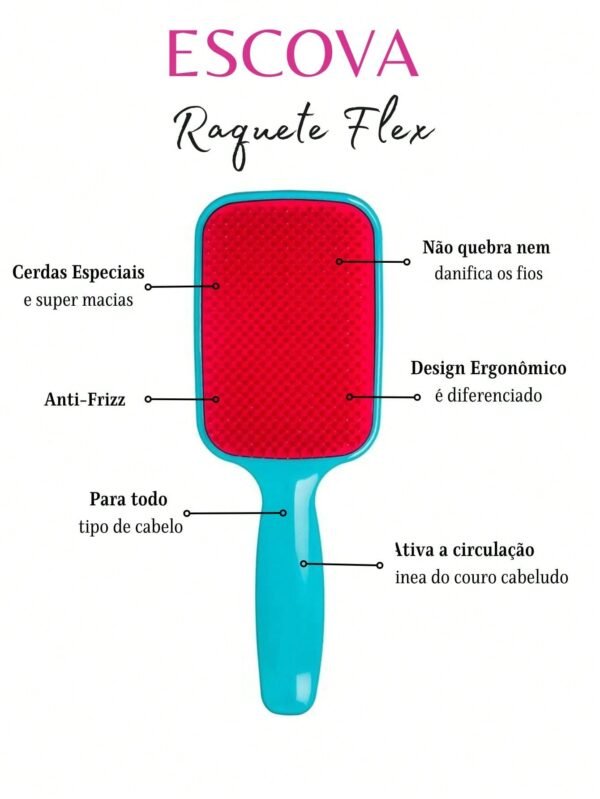 Escova Raquete Flex Para Desembaraçar Cabelos Com Alta Qualidade