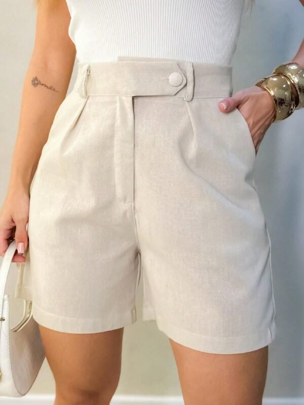 Short De Linho /Com Bolsos Frontais / Botão Lateral /Cod 188