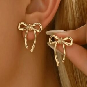 1 Par de Brincos de Botão Elegantes com Laço Trançado, Acessório Simples e na Moda para o Dia a Dia