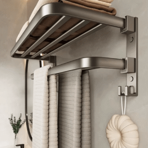 Toalheiro retrátil de banheiro em aço inoxidável de alta qualidade com dupla camada e ângulo de 90°