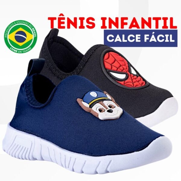 Tênis Infantil Menino Fácil Para Calçar Confortavel Macio Leve De Personagens Do 20 Ao 33