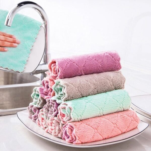 10 Pcs Pano Absorvente Anti Óleo Para Cozinha / Toalha De Limpeza / Toalha De Mesa