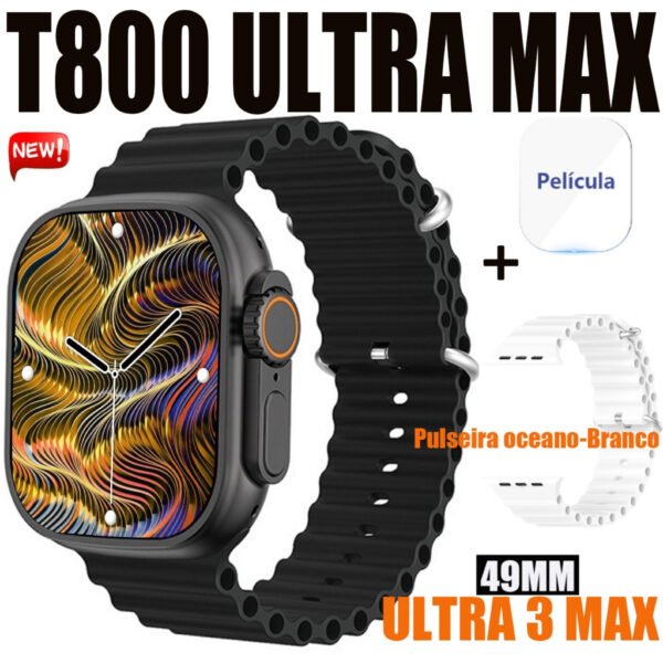 2024 T800 Ultra 3 MAX Mais Recente Smartwatch Relógio Inteligente Série IWO 10 2.19Polegadas Sem Fio