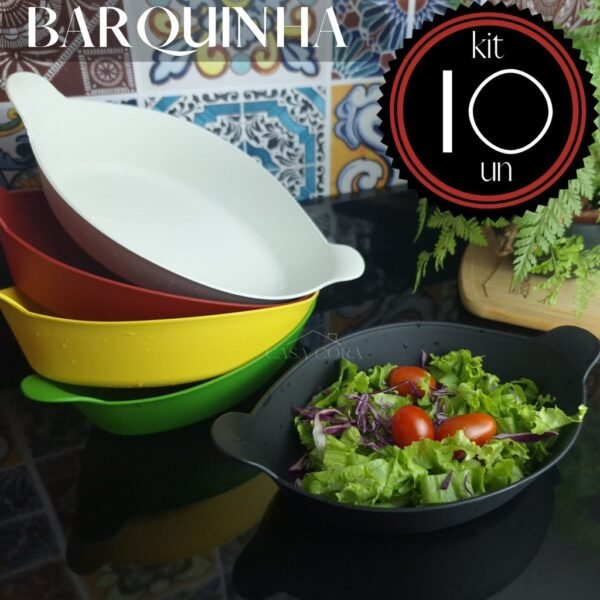 Saladeira Petisqueira Kit 10un Tipo Canoa ou Barquinha Para Servir Petiscos Caldos, Comida Japonesa.