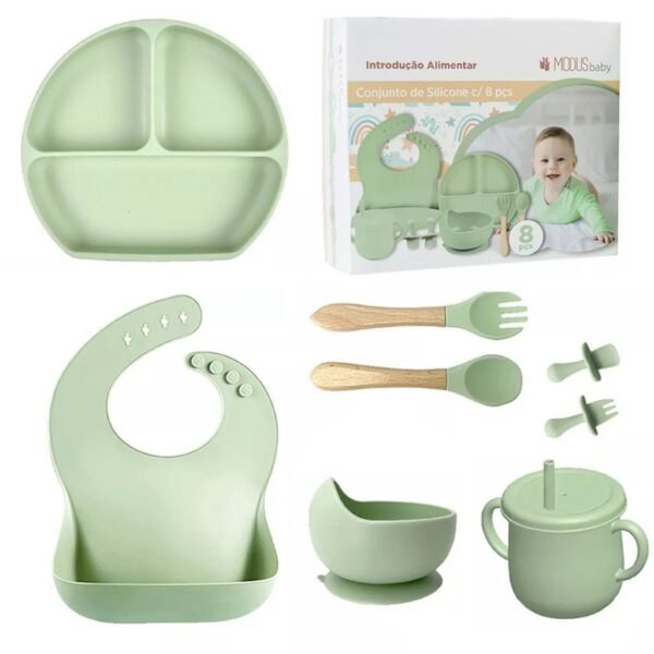 6/8PCS Talheres Conjunto De Silicone do Bebê  Prato De Jantar Para Bebês Com Tigela De ventosa Sippy Cup ColherQ1001234