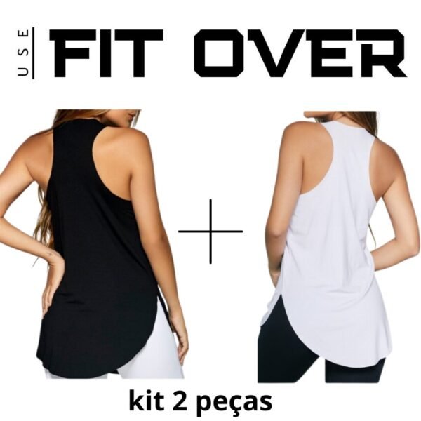 Kit 2 camisetas fitness - básica - tapa bumbum - academia - crossfit - fit over