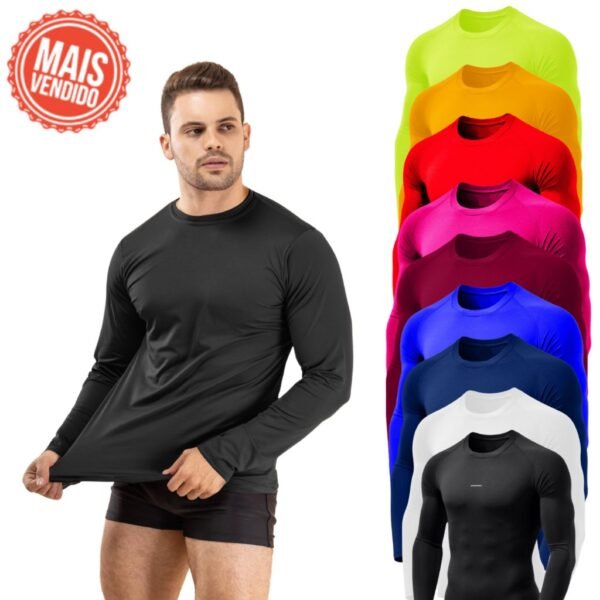 Camisa Térmica Proteção Uv 50+ Segunda Pele Camiseta Blusa Malha Fria Unissex Academia Manga Longa