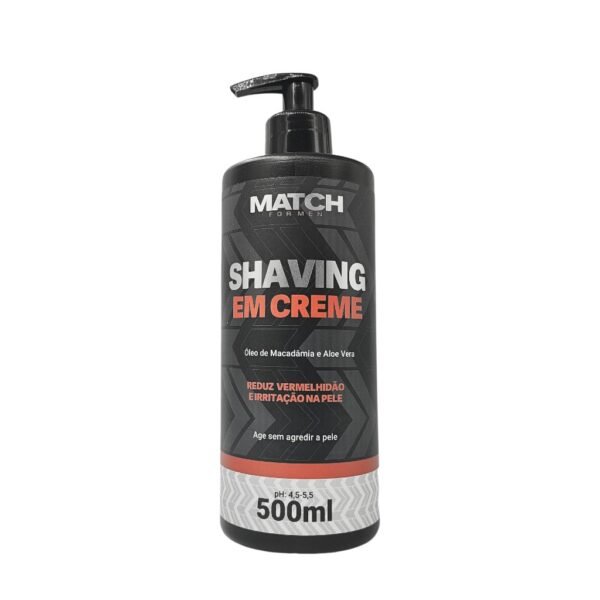 Shaving Em Creme Match ForMen 500ml Pra Fazer Barba Pezinho E Navalhado Hidratante & Refrescante