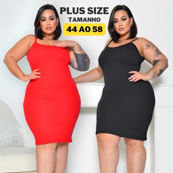 Vestido Canelado Plus Size Midi Alcinha Tamanho 36 ao 58