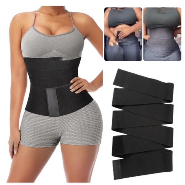 Cinta Modeladora INVISÍVEL Faixa Cintura Queima Gordura Preta Wrap Waist Trainer Tape