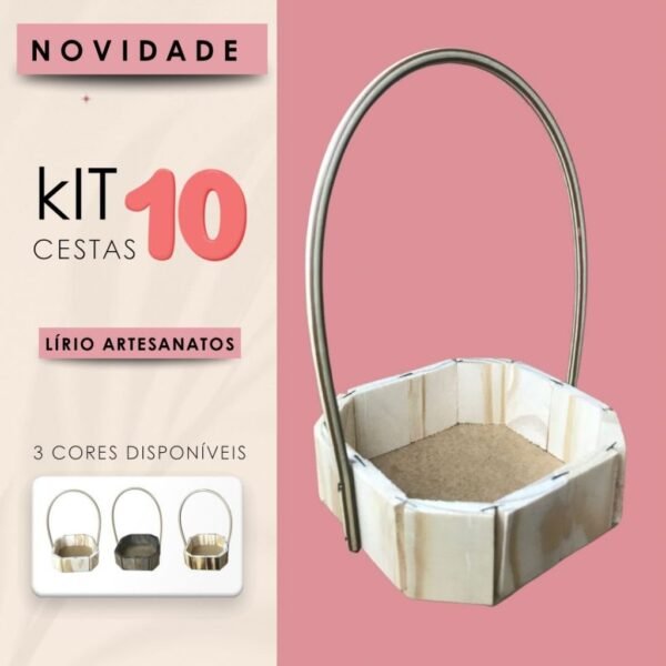 Kit 10 Cestas Quadrada Boleada 15 centímetros - Natal/Festas/Decoração/Lojistas/Cesteiras/Cosméticos/Chocolate/Fraldeira