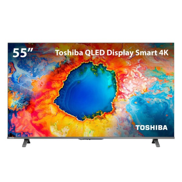 Smart TV QLED 55" 4K Toshiba 55C450NS Google TV 3 HDMI 2 USB Wi-Fi