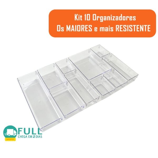 Kit 10 Organizador Multiuso Modular Gavetas Acrílico Cristal