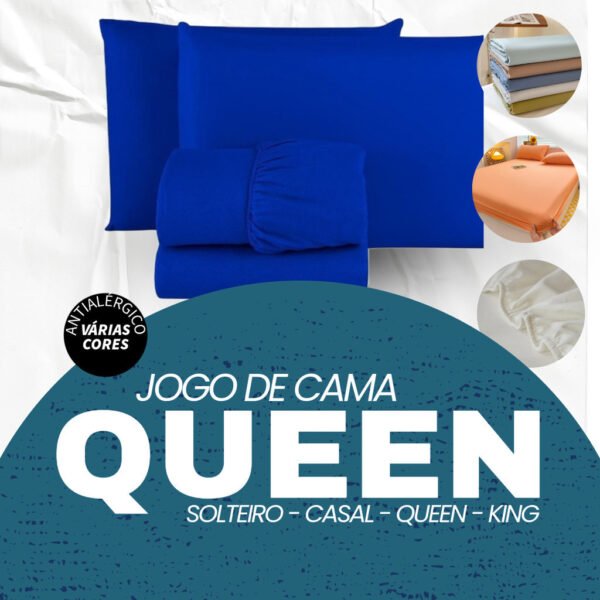 Jogo de Lençol Cama Queen Box 3 Peças Liso -  Solteiro / Casal / Queen / King