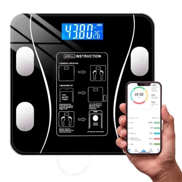 Balança Bioimpedância Digital Profissional Suporta Até 180kg Via Bluethooth Escala De Peso Digital Eletrônica
