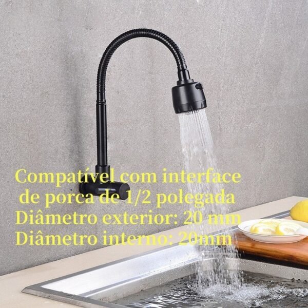 Torneira De Cozinha Gourmet Metal Parede Ou Bancada Inox Promoção