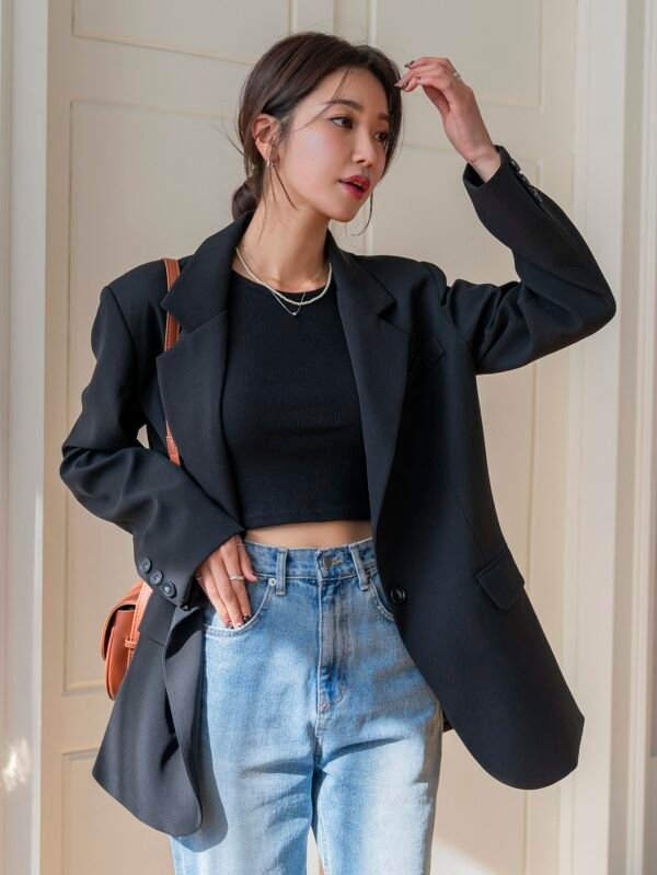 DAZY Blazer Casual de Negócios de Cor Sólida, Outono