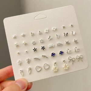 1 Conjunto De 20 Pares De Brincos Requintados Da Série Planet, Conjunto De Brincos De Coroa De Borboleta De Liga De Zinco Para Uso Diário Feminino