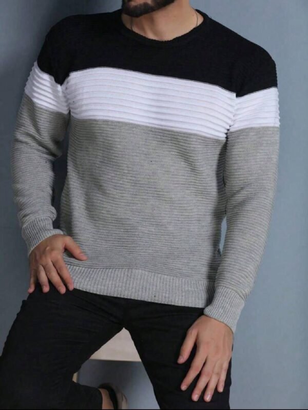 Sueter tricot masculino blusa de frio gola redonda manga longa blusa de Lã