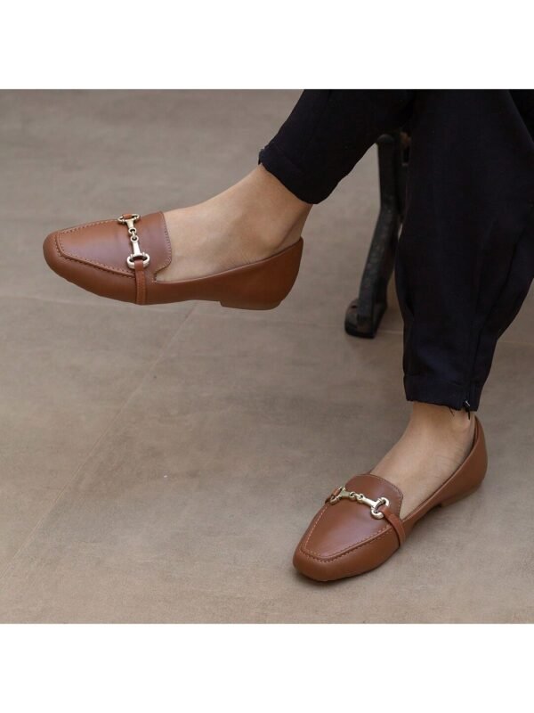 Sapato Mocassim Feminino Caramelo Bico Quadrado Social Maricotta Loafer Tendencia Elegante