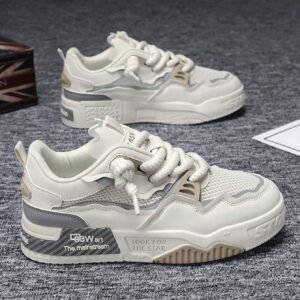 1 Par Tênis Masculino Casual Estampado com Cadarço em PU, Tênis Esportivos para Outdoor Antiderrapantes