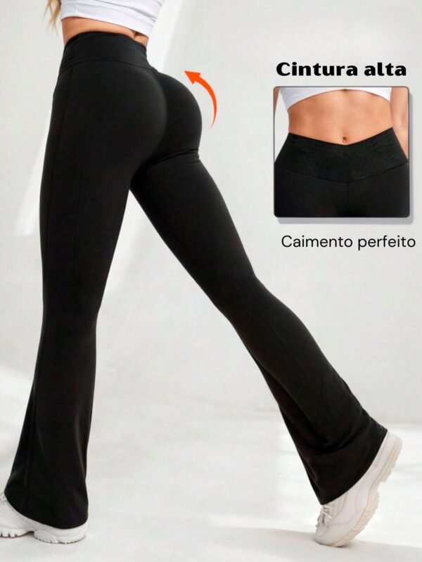 Calça FlareBailarina Wolfox Suplex Básico Cintura Alta