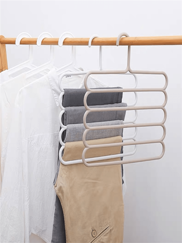 Cabide Com 5 Divisórias Organizador Para Calça Toalha Multiusos Facilida Vidas