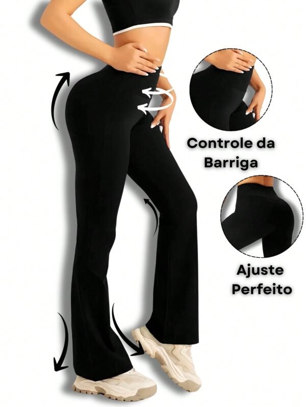 Calça Flare Bailarina Cós Alto Suplex Conforto Com Wolfox