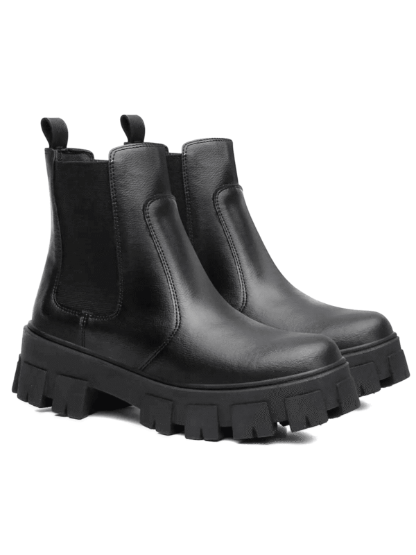 Bota Coturno Feminina Tratorada Blogueira Estilo Botinha Com Elastico