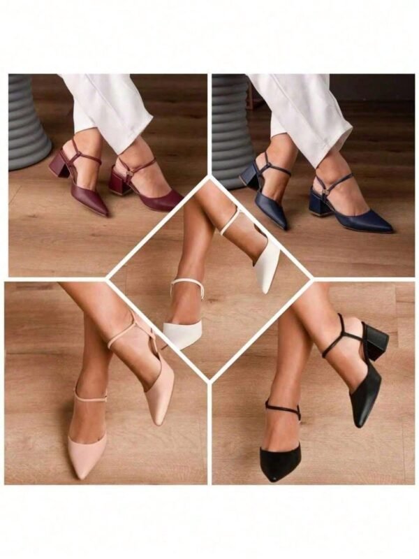 Sapato Feminino Scarpin Sapatilha Traseiro Aberta Salto Luxo Formal