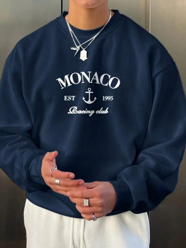 Moleton estampado monaco 100% algodão gola careca inverno lançamento