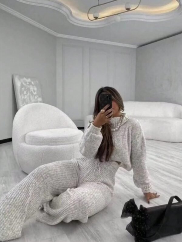 Conjunto Pantalona com Gola Alta Mousse Tricot