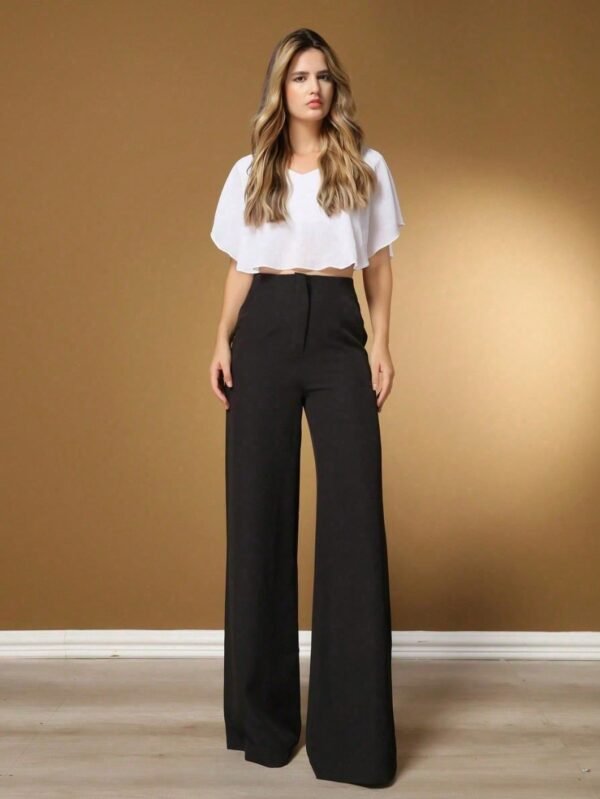 Calça Pantalona Feminino Alfaiataria Wile Leg Moda Elegante