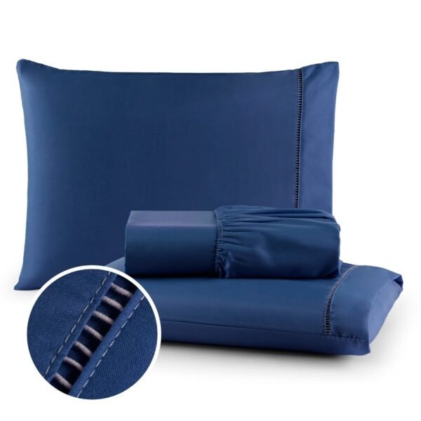 Lencol Queen Jogo De Cama Casal 400 Fios Micropercal com Ponto Palito