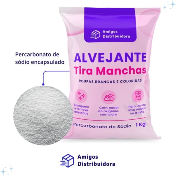 Alvejante sem cloro 1 kg - para limpeza em geral, clareador de roupas