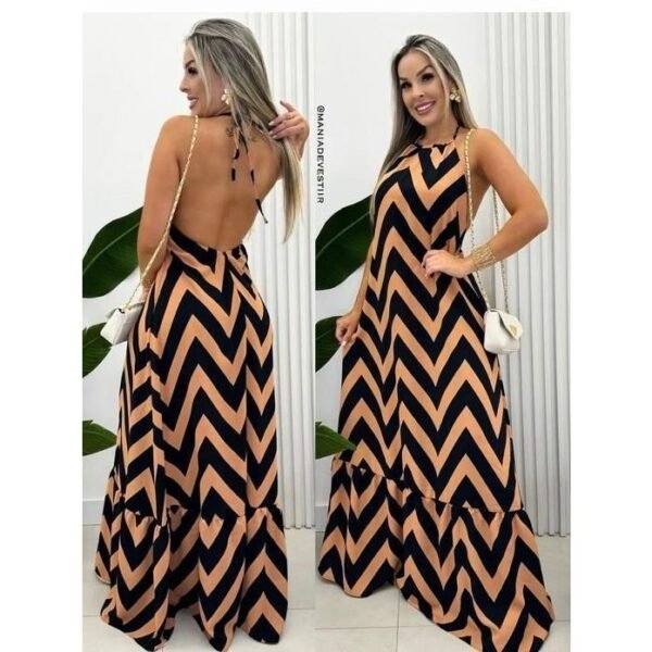 Vestido longo frente unico LISTRADO  y LISO elegante tendencia 2024
