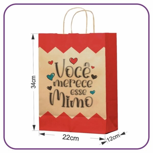 Sacola Kraft para Presente Mimo 50 Unidades - M (22x12x34)