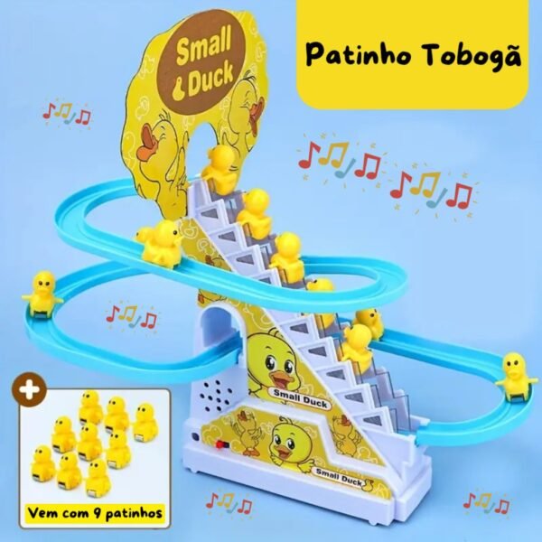Brinquedo Pista Pato 9 Patinhos Escorrega Tobogã Escada Musical com Som e Led Menino e Menina