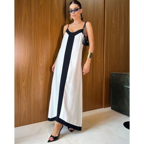 Vestido Feminino Longo Fluido Bicolor no Alfaiataria Marant