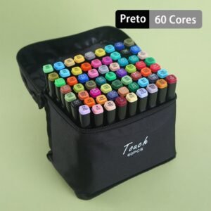 24/36/48/60/80 Cores Caneta Marcadora Com Ponta Dupla Preto/Pintura De Arte