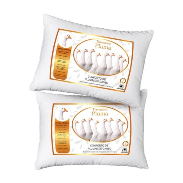 Travesseiro Penas e Plumas de Ganso Para Cama Confortável 70x50cm Macio