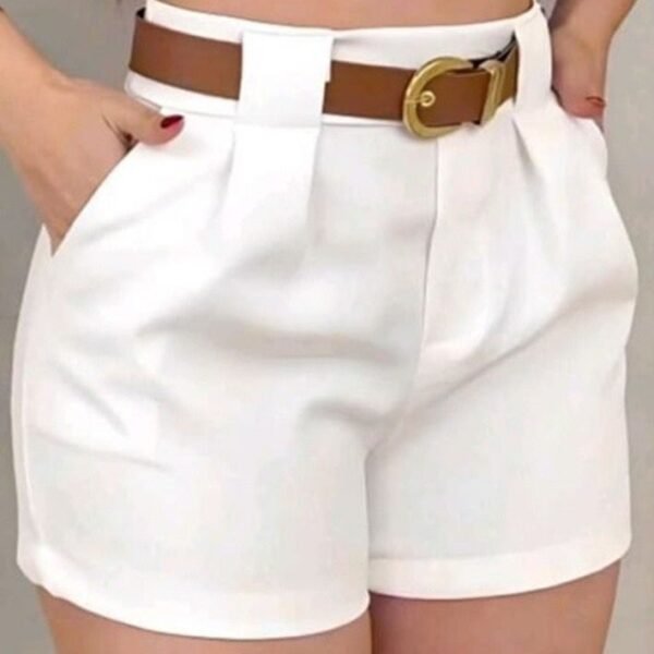 Short Alfaiataria Feminino Social Cintura Alta Com Cinto Com Bolso ENVIO IMEDIATO