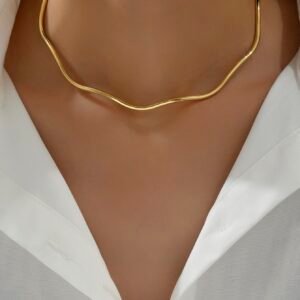 1 Peça Colar Choker Feminino de Onda Metálica Simples e Fashion, perfeito para Festas e Danças