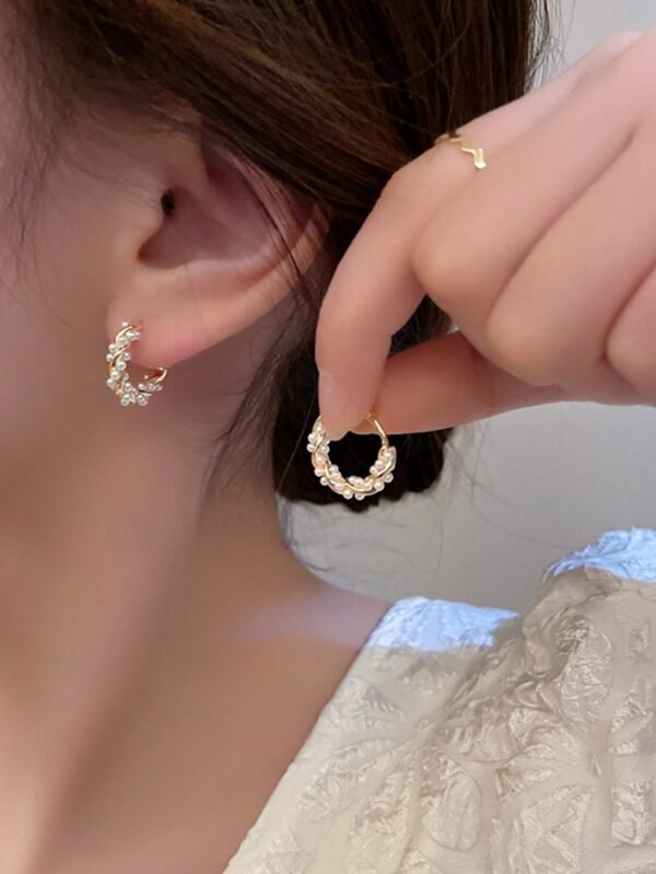 1 Par (2 Peças) de Brincos de Pérola Falsa Doces e Frescos da Moda Coreana, Brincos de Pérola Falsa Design Elegante Para Mulheres, Outono/Inverno